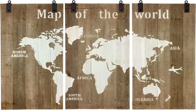 Map of the World - Houten Wereldkaart voor aan de muur - 210 x 4 x 121 cm - Naturel