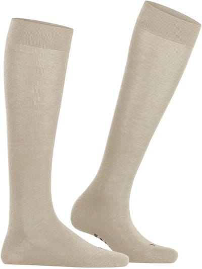 FALKE Sensitive London drukvrije comfort tailleband katoen kniekousen dames beige - maat 35-38