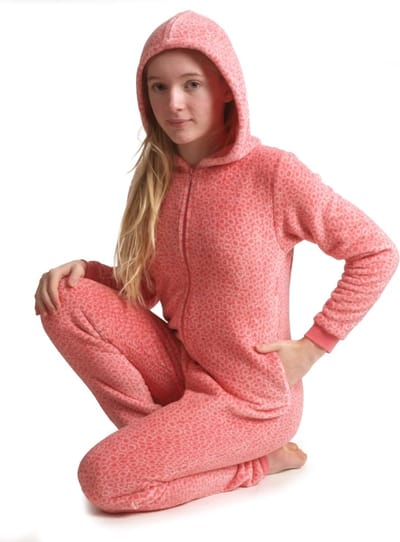 Cocodream meisjes onesie fleece - maat 152 - Animal dots - roze