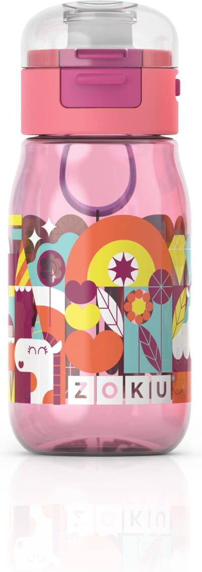 Zoku Kids Flip Gulp Drinkbeker - Kunststof/Siliconen - 465 ml - Roze