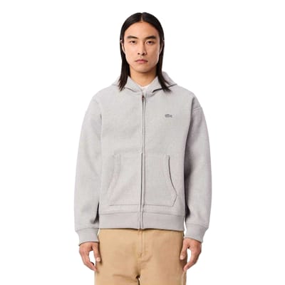 Lacoste Hoodie met capuchon en doorlopende ritssluiting voor heren (Grijs)