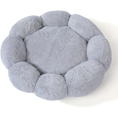 Nouveau nid pour animaux de compagnie nid de fleurs rond nid de chat en peluche chaude nid de chat en hiver nid de chien universel 40cm