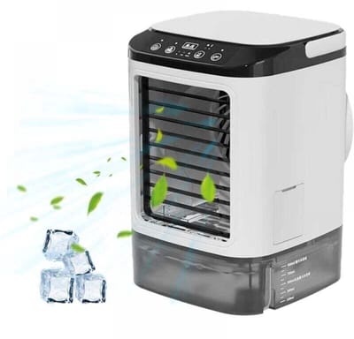 fan-Draagbare airconditioner, 4-in-1 verdampingskoeler, 3 ventilatorsnelheden, 2 nevelstanden, 7 ledlampjes, geschikt voor slaapkamers en kantoren [Energie-efficiëntieklasse A]