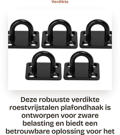 Dailygoods - Verdikte Roestvrijstalen Plafondhaak met Versterkte Belasting