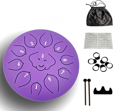 Stalen Tongtrommel - Handpan Trommel - Meditatie en Spel - Verdikt Koolstofstaal - 15 cm Diameter - Paars