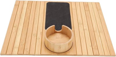 Bankarmleuningbak - Opvouwbare tafel - Drankjes en snacks - Met bekerhouder - 41.5 x 33.5 cm - Natuurlijk