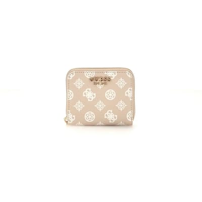 GUESS Portemonnee Laurel SLG Small Zip Around Wallet Sand Logo Beige