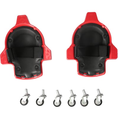 Lot de 2 genouillères roulantes multifonctions en ABS avec roulettes universelles pour le sol rouge