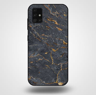 Smartphonica Telefoonhoesje voor Samsung Galaxy A51 met marmer opdruk - TPU backcover case marble design - Goud Grijs geschikt voor Samsung Galaxy A51