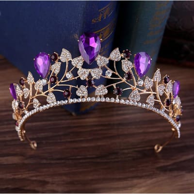 Nouvel Arrivage Magnifique Couronne de Mariée Tiaras Strass Bleu Rouge Diadème Doré Mode pour Femmes Accessoires de Cheveux de Mariage Bijoux