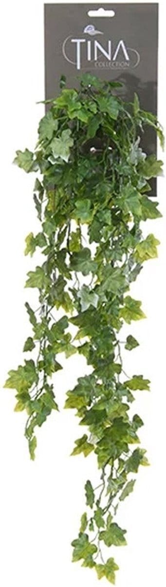 Louis Maes kunstplant met blaadjes hangplant Klimop/hedera - groen/wit - 70 cm - Klimplanten