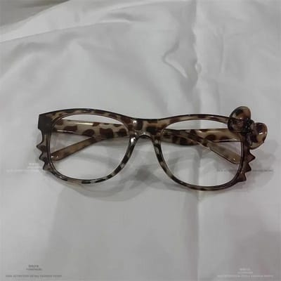 Y2K Kattenbrilmontuur Anime Luipaardprint Kawaii Retro Bril Schattige Bril Decoratief Cadeau gray