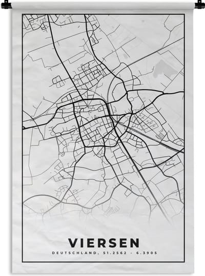 Wandkleed - Wanddoek - Stadskaart - Plattegrond - Viersen - Kaart - 120x180 cm - Wandtapijt