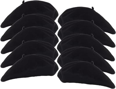 Smiffys carnaval verkleed Franse baret - 10x - zwart - polyester - dames en heren - Alpino pet