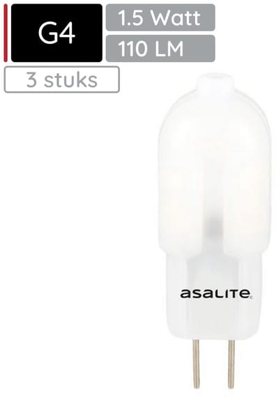 Asalite LED Lamp G4 Fitting - 1.5W = 13W - 110 Lumen - 4000K Neutraal Wit Licht - Niet Dimbaar - Insteeklampje 12V - 3 stuks