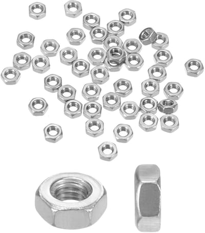 50 Stuks Metrische Zeskantmoeren M3 x 0,5 mm van Roestvrij Staal voor Machine, Auto en Reparatie