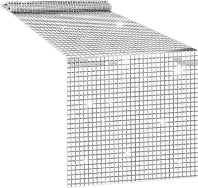 Famanu - Feestlopers, Disco Party Tafelloper, 30 x 275 cm, tafelloper, bruiloft, verjaardagsdecoratie, zilver, discobal, decoratie, tafelloper, verjaardag, glitter, pailletten, tafelloper, decoratie jaren 80-feestDisco Party Tafelloper, 30 x 275 cm