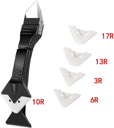 WiseGoods Premium 3-In-1 Kitverwijderaar Set Met 5 Opzetstukken - Voor Schrapen / Strijken / Schuren & Kit Afwerken - Tool