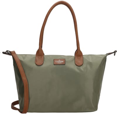 Charm London Buckingham Hand & Schoudertas Shopper - Kunstleer - Vegan Leer - Tote Bag - Dames Tas - Olijfgroen