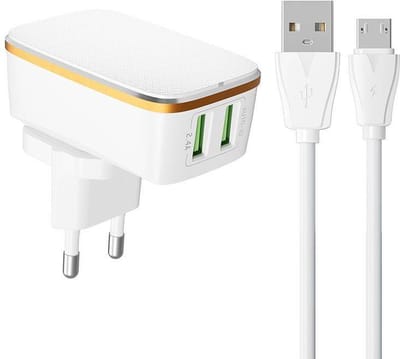 LDNIO A2204 2-stekker snellader USB 2.4A USB C oplader met 1 Type C USB Kabel Geschikt voor: Samsung / Sony / Huawei / Motorola / Oppo / OnePlus / HTC / Xiaomi / Alcatel