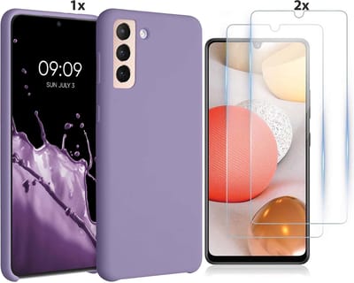 Hoesje Geschikt Voor Samsung Galaxy S21 Plus Hoesje Soft Nano Silicone Backcover Gel Lila Paars Met 2x Glazen Screenprotector