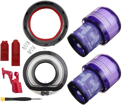 Dyson V11 en V15 Reparatie- en Onderhoudsset (Filters, Stofbakdeksel, Bovenste Afdichtingsring, Aan/Uit-Knop Vergrendeling, Plus.Parts® alternatief voor 970013-02)