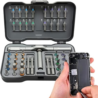 Magnetische Ratelset - Multibit Schroevendraaier - Thuis Reparaties - 50 Delig Bit Assortiment - 18 x 6 cm - Grijs