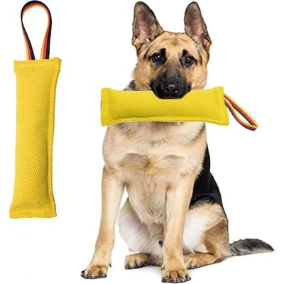 Hondenbijt Trek Speelgoed Huisdier Training Bijtstok met Sterk Handvat voor Apporteren & Puppy K9 Training Trek Speelgoed voor Middelgrote Grote Honden beige