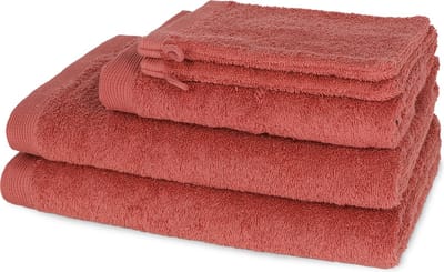 Casilin Handdoeken Set - Como - 2 douchelakens (70x140cm) + 1 handdoek (50 x 100cm) + 2 washandjes - Brick Red