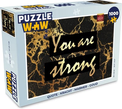 Puzzel Quote - Kracht - Marmer print - Goud - Legpuzzel - Puzzel 1000 stukjes volwassenen