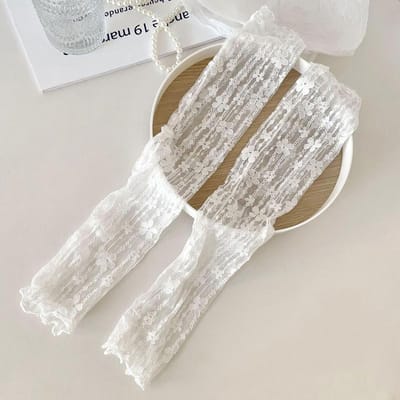 Zomer Lange Vingerloze Handschoenen Dames Zonbescherming Mouwen Handschoenen Dame Dunne Kant Mesh Armmouw Zonnebrand Uv Ademende Wanten One Size