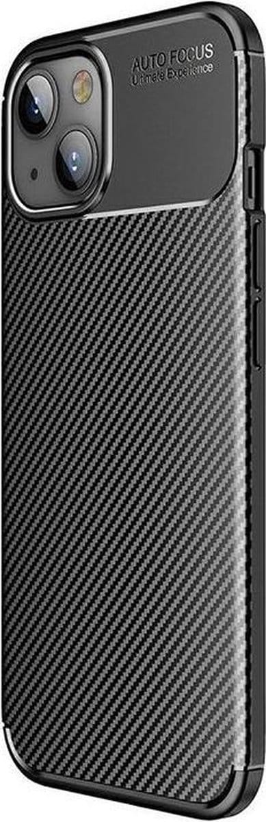 Hoesje Siliconen Carbon TPU Back Cover Zwart Geschikt voor Apple iPhone 13