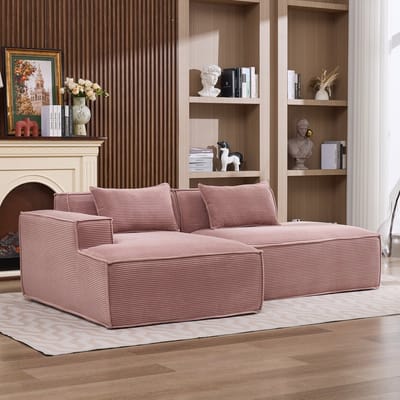 HAUSS SPOLE Zitbank - Compacte Stoffen Sofa - Comfortabele Zitting Met Kussens - Voor Woonkamer, Appartement En Kantoor - Polyester Babyroze