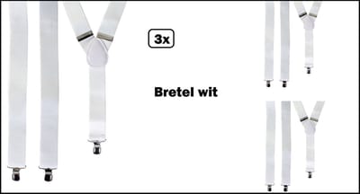 3x Luxe Bretel wit 30mm breed - Merk PartyXplosion - Carnaval festival thema feest party fun black and white carnaval huwelijk gala