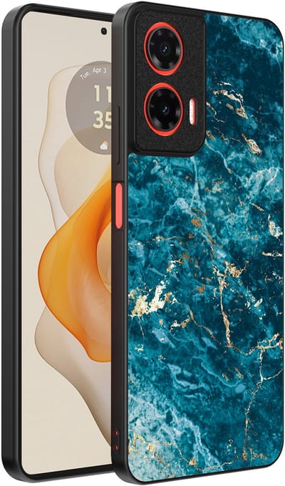 Smartphonica Telefoonhoesje Geschikt voor Motorola Moto G Stylus 2024 met marmer opdruk - TPU backcover case blue marble design - Blauw geschikt voor Motorola Moto G Stylus 2024