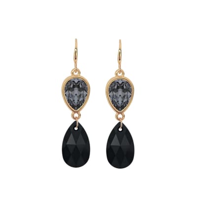 Party Sparkle Black Jet - oorhangers - 18 karaats verguld