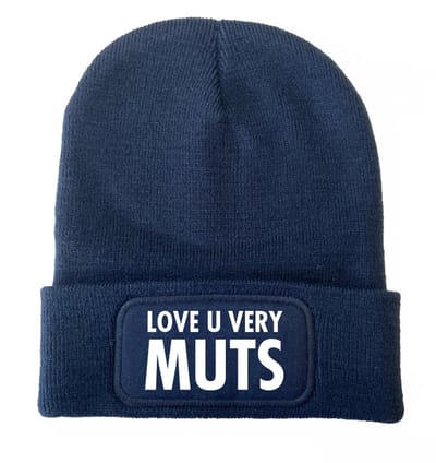 Love u very muts wintermuts navy | wit - soBAD. | Wintersport | Après ski verkleedkleren | Unisex | Heren en Dames Beanie