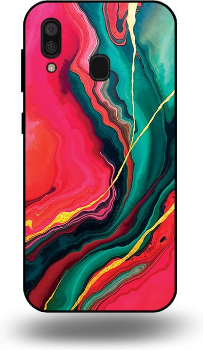 Smartphonica Telefoonhoesje Geschikt voor Samsung Galaxy A30 met Rood Groen Marmer Opdruk - TPU Backcover Case Red Green Marble Design geschikt voor Samsung Galaxy A30