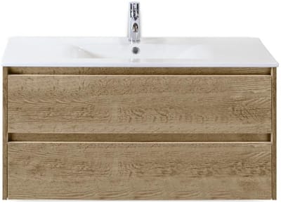 Dante Badmeubelset 100 cm - Natuur Eiken - Keramische Wastafel Wit Enjoy