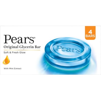 Pears Originele Glycerine Zeepblok - Zachte & Frisse Gloed | Met 98% Pure Glycerine & Munt Extract | Voor een Frisse Gloed | Met Plantaardige Reiniger voor Huid & beige