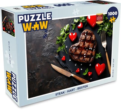 Puzzel Steak - Hart - Bestek - Legpuzzel - Puzzel 1000 stukjes volwassenen