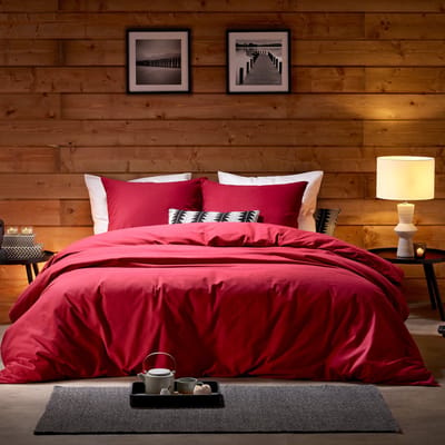 De Witte Lietaer Dekbedovertrek Laura Burgundy - Tweepersoons - 200 x 200/220 cm - Katoen Flanel