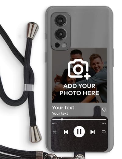 Gepersonaliseerd - Case Company® - Hoesje met koord geschikt voor OnePlus Nord 2 5G hoesje met Koord - Music Player - Telefoonhoesje met Zwart Koord - Bescherming aan alle Kanten en Over de Schermrand