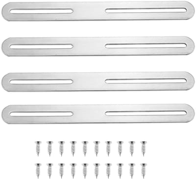 Dailygoods- Herstelplaat 215 x 24 mm - Hoekbeugel - Platte Beugel - Roestvrij Staal - 4 Stuks - Inclusief Schroeven