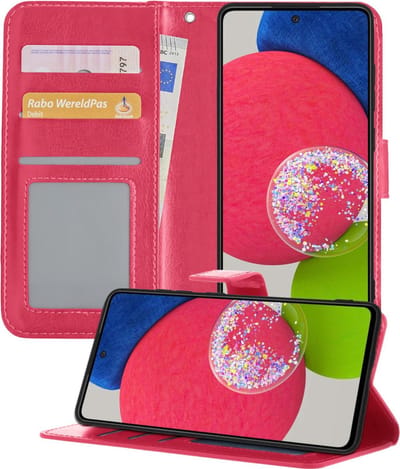 Hoesje - Geschikt voor Samsung Galaxy A52s 5G - Luxe Bookcase - Walletcase Hoes - Portemonnee - Cover - Telefoonhoes - Donkerroze