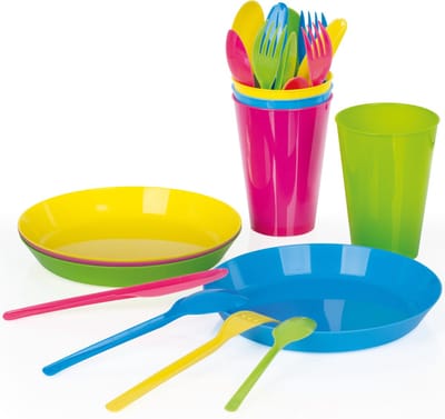 Juypal Hogar Servies 24-delig - gekleurd - kunststof - 4 personen - herbruikbaar - BPA-vrij - picknick - camping servies