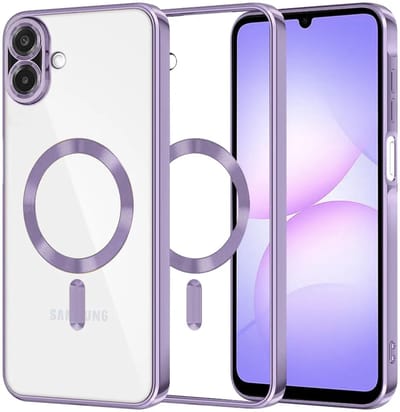 Hoesje geschikt voor Samsung Galaxy A07 4G - Techsuit Luxury Crystal Back Cover - Geschikt voor MagSafe - Transparant/Lichtpaars