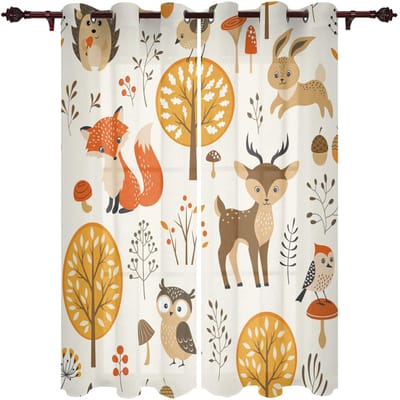Rode Vos Dieren Raamgordijnen Gordijnen voor Woonkamer Decoratieve Artikelen Woonkamer 135W x 60H(cm)