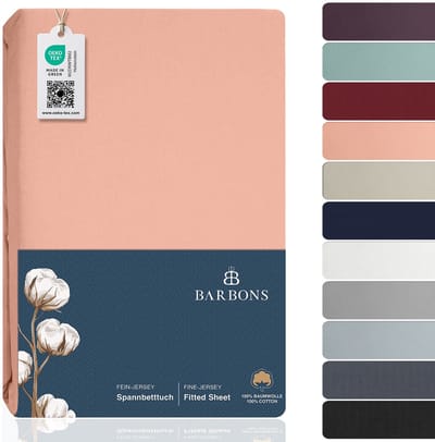 BARBONS hoeslaken 90x200 - hoeslakens Jersey 145 g/m² - 100% katoen - roze