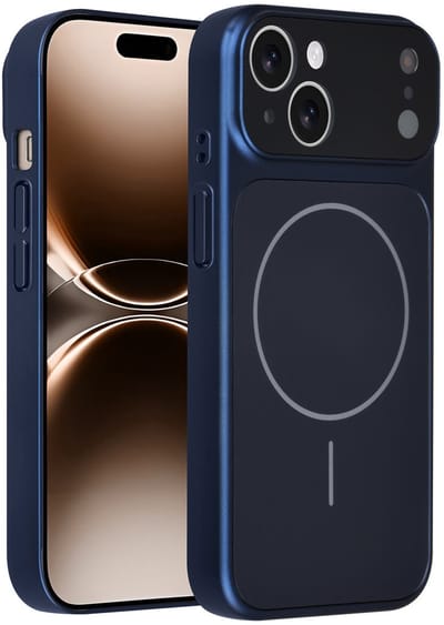 AG Matte Glass iPhone 15 Backcover hoesje - Magsafe full protection cover - Blauw